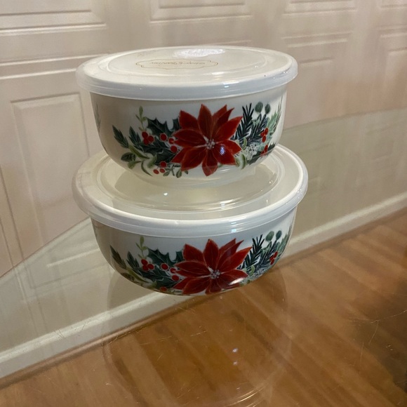 GRACE PANTRY Flower Floral Butterfly Ceramic Storage Bowl w LID & DIAL VENT 5”6” - Picture 7 of 8